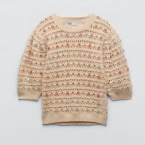 BEADED CROCHET KNIT SWEATER LIMITED EDITION Small